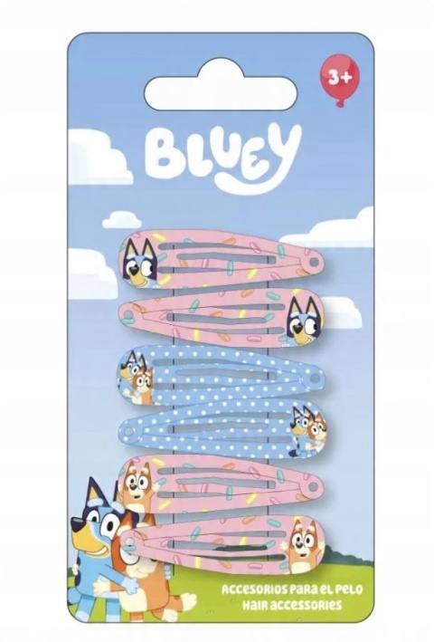 Spinki do włosów Bingo i Bluey pieski Blue 6 szt
