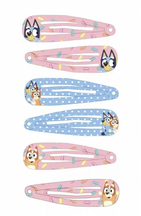 Spinki do włosów Bingo i Bluey pieski Blue 6 szt