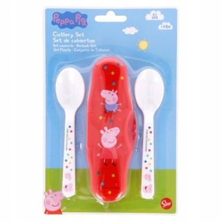 Sztućce plastikowe w etui 2x łyżeczka świnka Peppa George