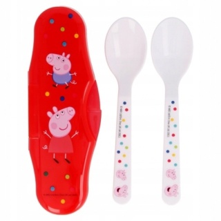 Sztućce plastikowe w etui 2x łyżeczka świnka Peppa George