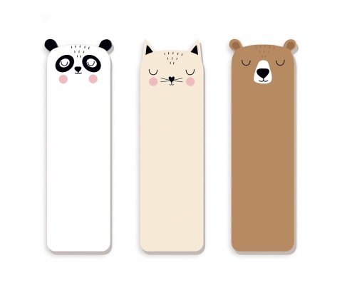 Zakładki indeksujące znaczniki karteczki miś panda kot 60 szt