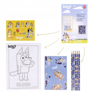 Zestaw kolorowanka notes kredki naklejki pieski BINGO I BLUEY