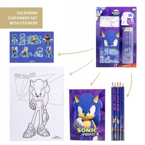 Zestaw kolorowanka notes kredki naklejki pieski SONIC PRIME