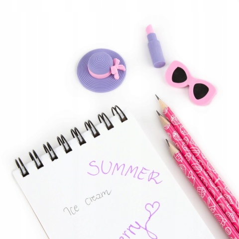 Zestaw zapachowy ołówek trójkątny HB 3 szt gumki do mazania zapach malina