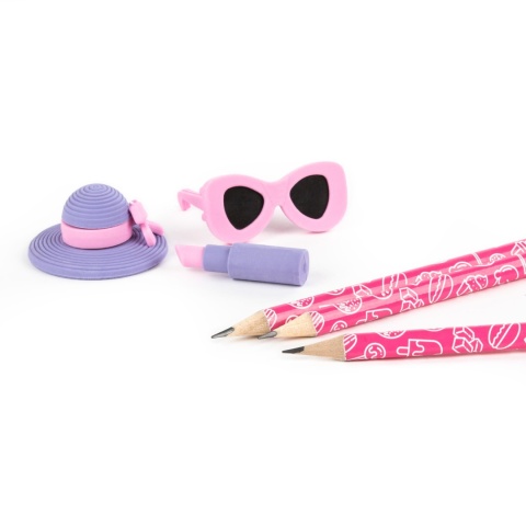 Zestaw zapachowy ołówek trójkątny HB 3 szt gumki do mazania zapach malina