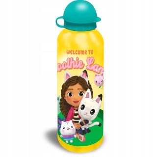 Bidon aluminiowy z ustnikiem KOCI DOMEK GABI 500ml