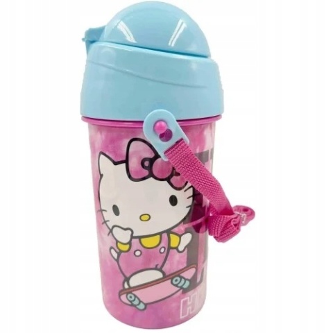 Bidon ze słomką na wodę HELLO KITTY pasek 500 ml