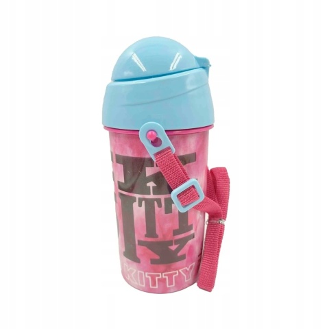 Bidon ze słomką na wodę HELLO KITTY pasek 500 ml