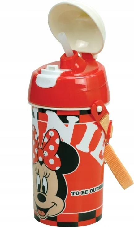 Bidon ze słomką na wodę Myszka Minie 500 ml z paskiem