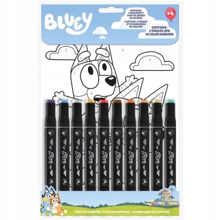 Bluey I Bingo kolorowanka po numerach + markery 10 kolorów
