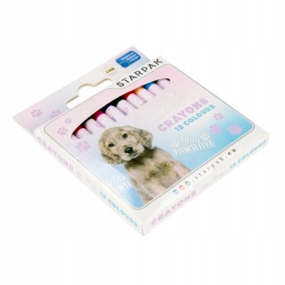 Kredki 12 kolorów woskowe świecowe pies piesek szczeniak Doggy