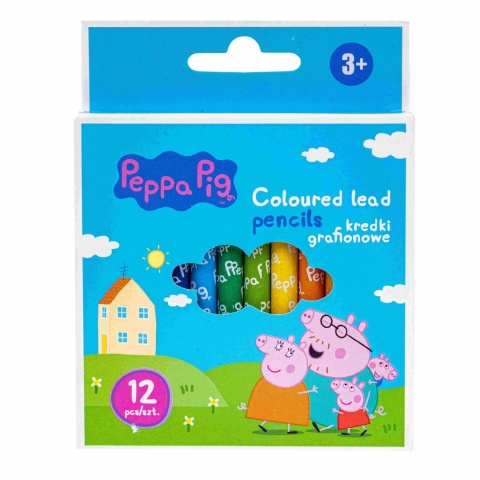 Kredki 12 kolorów z glinki kaolinowej grafionowe Astra ŚWINKA PEPPA PIG