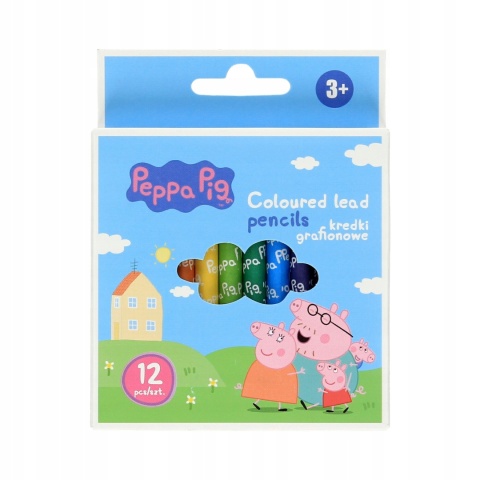 Kredki 12 kolorów z glinki kaolinowej grafionowe Astra ŚWINKA PEPPA PIG