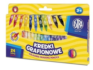 Kredki 24 kolorów z glinki kaolinowej grafionowe Astra