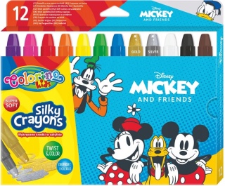 Kredki jedwabiste żelowe wykręcane 3w1 pastele akwarelowe MICKEY MIKI 12