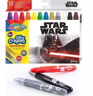 Kredki jedwabiste żelowe wykręcane 3w1 pastele akwarelowe Star Wars 12 kol