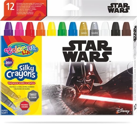 Kredki jedwabiste żelowe wykręcane 3w1 pastele akwarelowe Star Wars 12 kol Kredki jedwabiste żelowe wykręcane 3w1 pastele akwarelowe Star Wars 12 kol