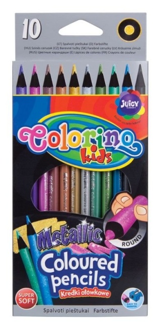 Kredki ołówkowe 10 kolorów metaliczne Colorino