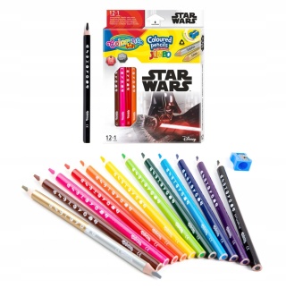 Kredki ołówkowe JUMBO grube 12 +1 kol. temperówka Star wars Gwiezdne Wojny