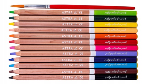 Kredki ołówkowe akwarelowe okrągłe w metalowym pudełku ASTRA PRESTIGE 12