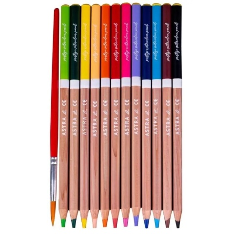 Kredki ołówkowe akwarelowe okrągłe w metalowym pudełku ASTRA PRESTIGE 12