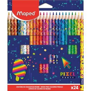 Kredki ołówkowe bezdrzewne trójkatne 24 kolory MAPED PIXEL