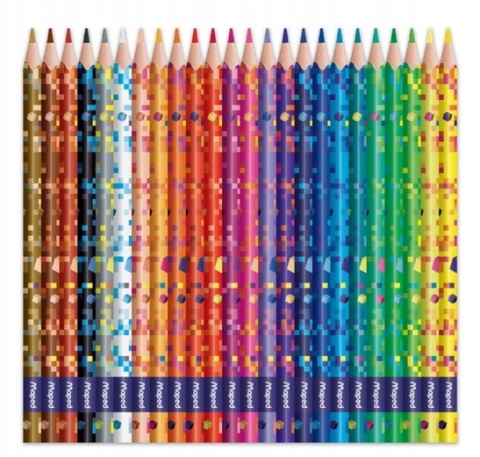 Kredki ołówkowe bezdrzewne trójkatne 24 kolory MAPED PIXEL
