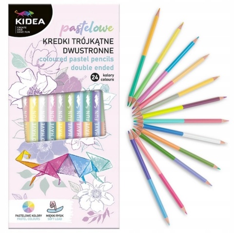 Kredki ołówkowe dwustronne trójkątne pastelowe 24