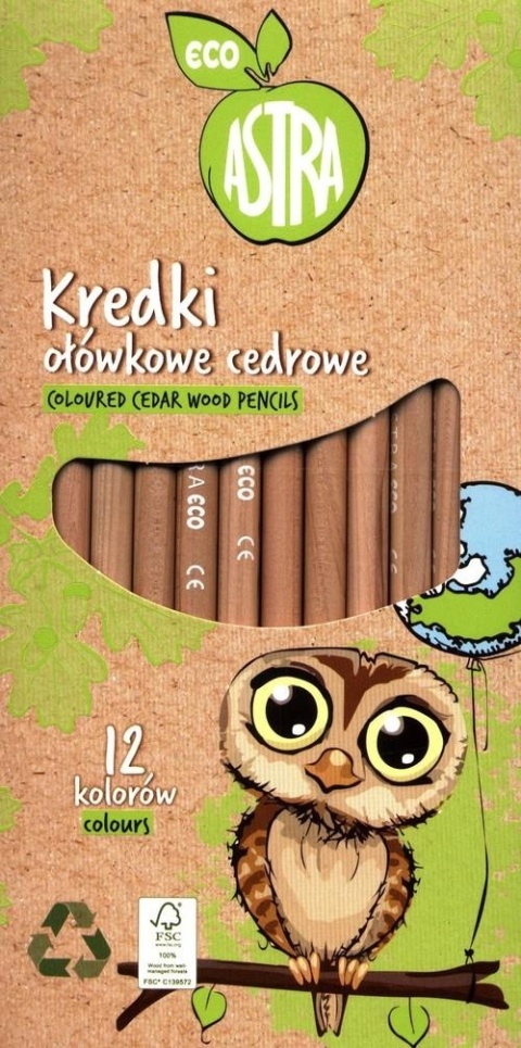 Kredki ołówkowe okrągłe cedrowe 12 kol Astra eko