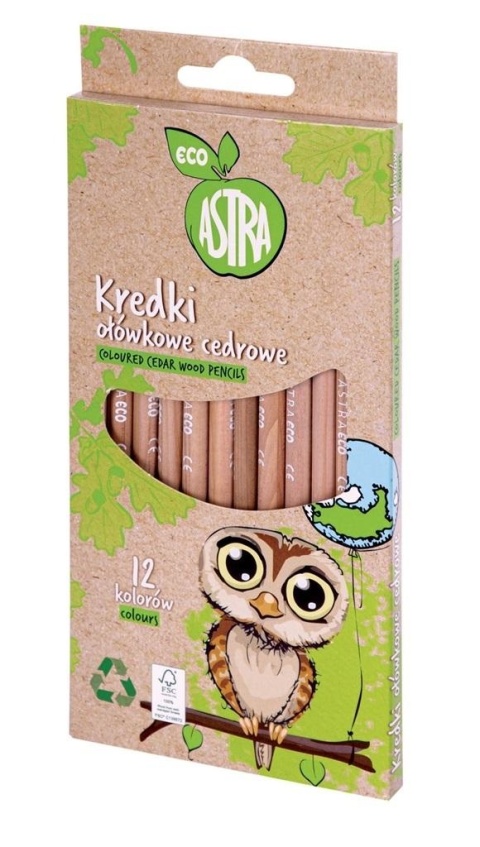 Kredki ołówkowe okrągłe cedrowe 12 kol Astra eko
