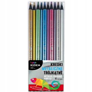 Kredki ołówkowe trójkątne 10 kolorów metaliczne