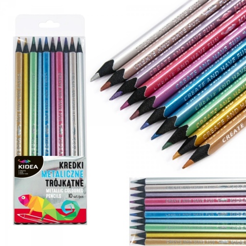 Kredki ołówkowe trójkątne 10 kolorów metaliczne