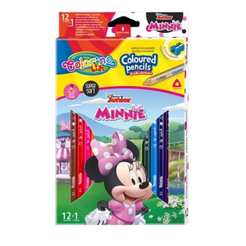 Kredki ołówkowe trójkątne 12 +1 kol MYSZKA MINNIE