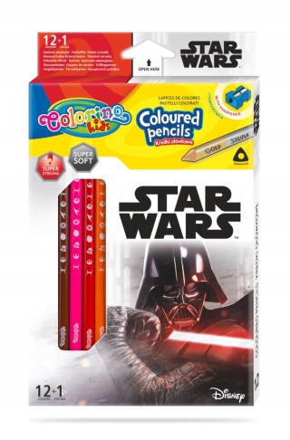 Kredki ołówkowe trójkątne 12 +1 kolorów złota srebrna Star Wars