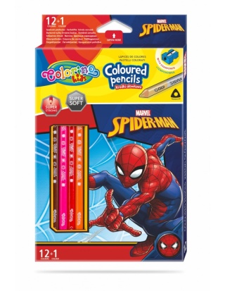 Kredki ołówkowe trójkątne 12 +1 kolory SPIDERMAN