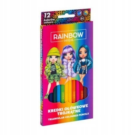Kredki ołówkowe trójkątne 12 kol RAINBOW HIGH