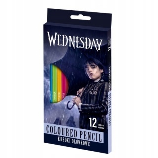 Kredki ołówkowe trójkątne 12 kol Wednesday Addams Astra