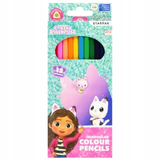 Kredki ołówkowe trójkątne 12 kolorów KOCI DOMEK GABI