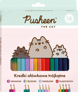 Kredki ołówkowe trójkątne 18 kolorów PUSHEEN