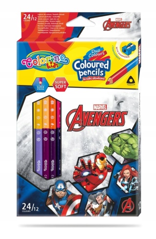 Kredki ołówkowe trójkątne 24 kolory AVENGERS