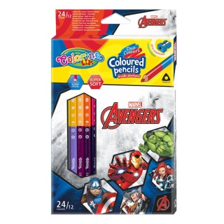 Kredki ołówkowe trójkątne 24 kolory AVENGERS