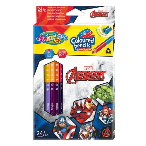 Kredki ołówkowe trójkątne 24 kolory AVENGERS