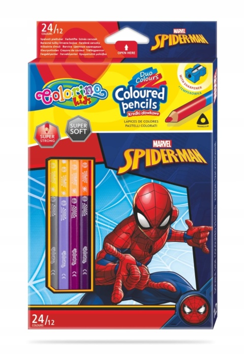 Kredki ołówkowe trójkątne 24 kolory SPIDERMAN
