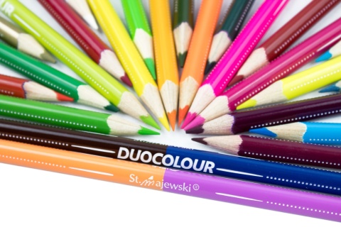 Kredki ołówkowe trójkątne dwustronne 48 kolorów temperówka ST Right