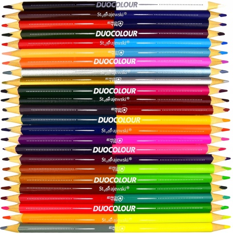 Kredki ołówkowe trójkątne dwustronne 48 kolorów temperówka ST Right