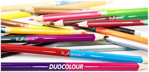 Kredki ołówkowe trójkątne dwustronne 48 kolorów temperówka ST Right