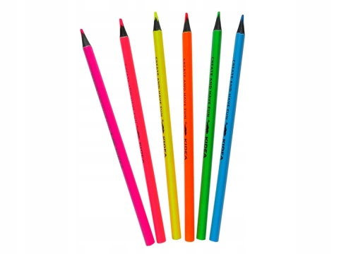 Kredki ołówkowe trójkątne neonowe KIDEA 6 szt