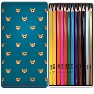 Kredki ołówkowe trójkątne w metalowym pudełku 12 kolorów TYGRYS