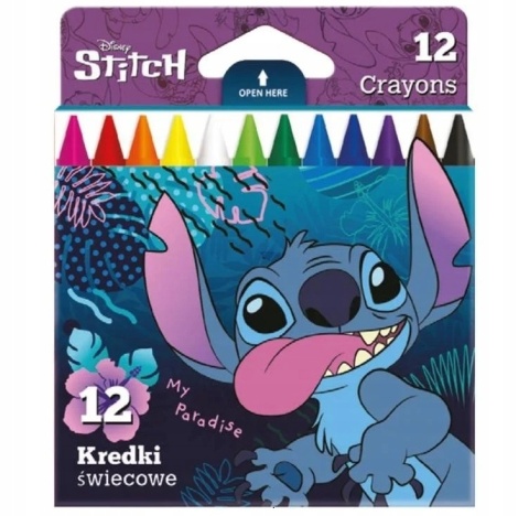 Kredki świecowe woskowe Lilo i Stitch Stich 12 kolorów Kredki świecowe woskowe Lilo i Stitch Stich 12 kolorów