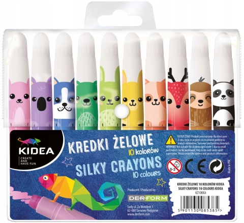 Kredki żelowe w pisaku wykręcane grube zwierzątka 10 kolorów